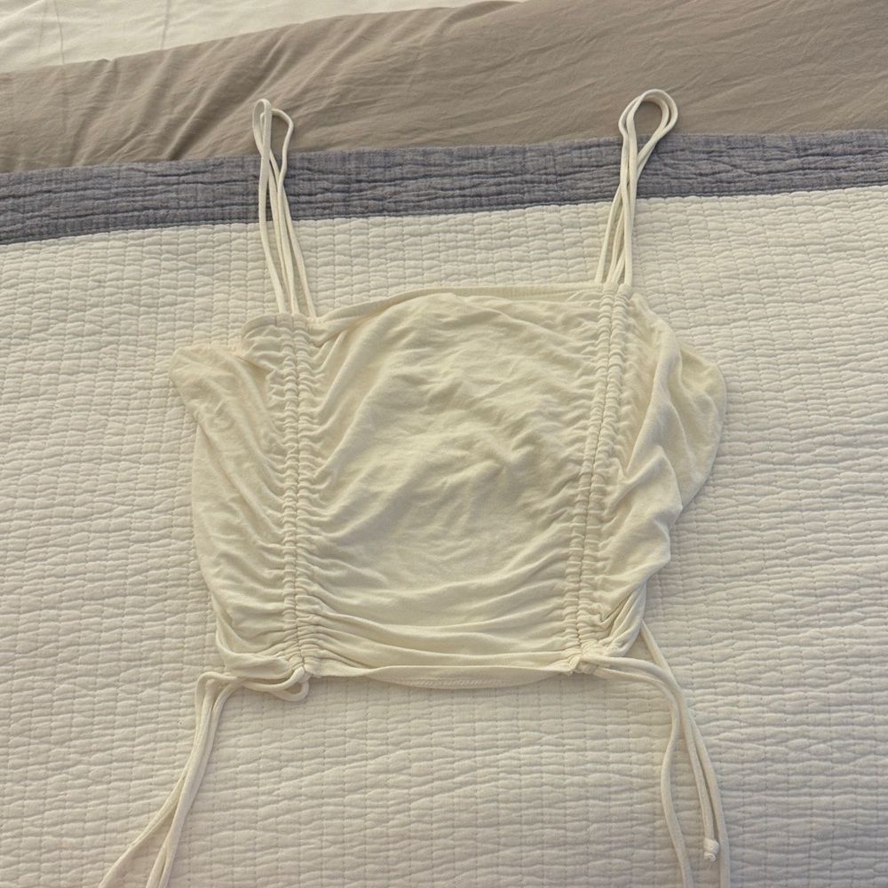 Elegant Cream white Ruched Women's Top cropped